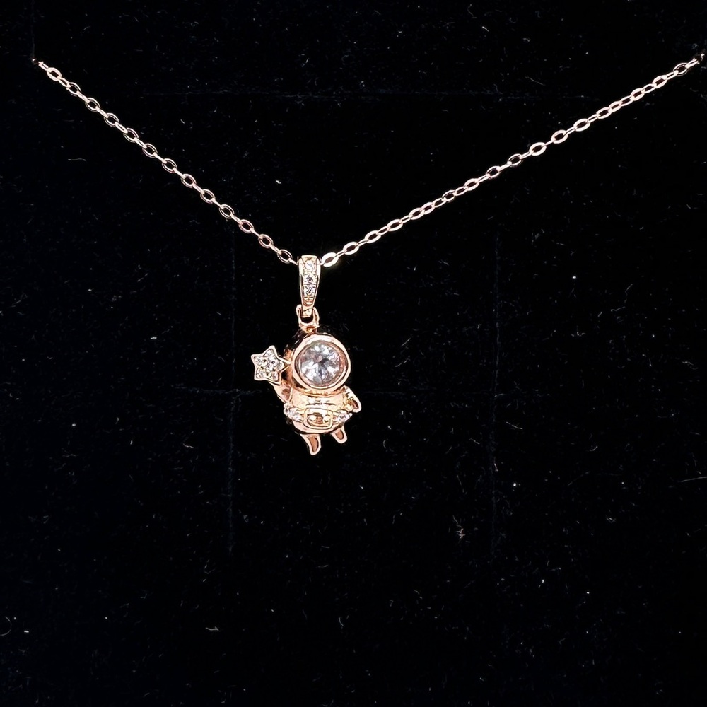 Rose gold and morganite astronaut pendant